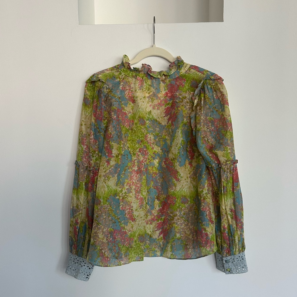 LoveShackFancy Ronalda Blouse in Pastel Fields - Picture 3 of 11
